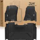 3W Floor Mats Fit for Dodge Ram 1500 Crew Cab 2025-2026 (w/o Rear Under-Seat Factory Storage Bucket Seat), TPE All Weather Custom Fit Floor Liner for Ram 1500 Accessories Row Car Mats, Black