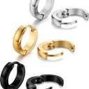 Jstyle Hypoallergenic Small Hoop Earrings for Men Women 316L Surgical Stainless Steel Gold/Silver/Black Hoop Earrings for Sensitive Ears Mens Hoop Huggie Earrings Ear Piercing Jewelry Set 12/16/20mm