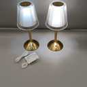 Liliful 2 Pcs Cordless Table Lamp Rechargeable Touch LED Small Gold Portable Battery Operated USB-c Desk Lamp 3 Color Dimmable for Bedroom Living Room Dining (Gold,Hollow Lined Style)