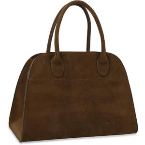Suede Tote Bag for Women,Women's Suede Purse Vintage Top Handle Bag,Fashion Shoulder Satchel Bag for Office Travel (Coffee-large-without Strap)