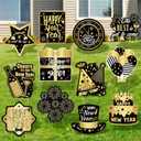 Amyhill 12 Pcs Happy New Year Outdoor Yard Decoration New Year Garden Lawn Signs with Stakes Holiday Waterproof Outdoor Decoration for Patio Lawn Walkway Party Decorations
