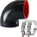 90 Degree Elbow ID4(102mm) Silicone Hose Coupler, Reinforced 4-layer Wall 5mm with 2PCS T-bolt Clamps for Cold Air Intake, Turbo, Intercooler, 4leg Length(102mm) Automotive Radiator Hose