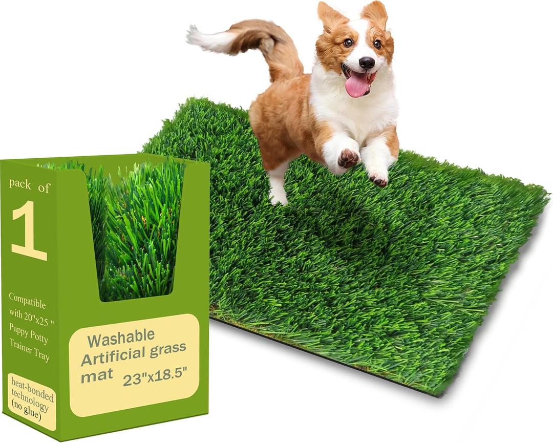 Washable Artificial Grass Dog Potty Pad -Durable Fake Grass Pee PadReusable Indoor/Outdoor Puppy Training Mat for Dogs & Small Pets, Artificial Grass Doormat (23x18.5(Pack of 1))