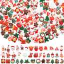 Wesiti 200 Pcs Christmas Resin Charms for Crafts Christmas Embellishments Mini Flat Resin Charms for Jewelry Making Miniatures Ornaments Beads for DIY Craft Supplies Embellishments Scrapbook