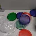 8 ounce Plastic Food Storage Containers with colored Twist Top Lids Reusable Leak Proof Deli Containers for Freezer Storage Meal Prep (12)