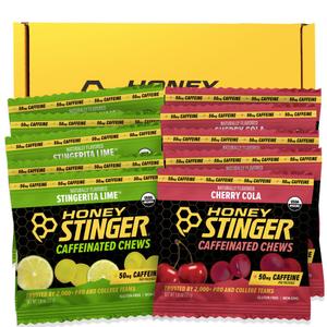 Honey Stinger Organic Caffeinated Energy Chew Variety Pack, 6 Packs Each of Cherry Cola & Stingerita Lime, Gluten Free, for Exercise, Endurance & Performance, Sports Nutrition for Home & Gym (1.8 Ounce (Pack of 12)), Best By: 02/14/2027