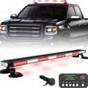 XRIDONSEN 37 inch 104 LED Roof Top Emergency Lights Red White Emergency Firefighter Strong Magnetic Strobe Light Bar Warning Hazard Flashing Safety First Responder for Vehicles POV Fire Trucks Pickup