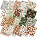 60 Pcs 10 x 10 Inch Vintage Woodland Christmas Quilting Fabric Christmas Fat Squares Patchwork Precut Poinsettia Sweater Fabric Bundles for Xmas Winter Quilting Crafting DIY Craft Sewing