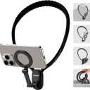 Magnetic Neck Phone Holder for Recording, Hands Free POV/Vlog Video Filming, 4 in 1 Phone Chest Mount for Cooking/Riding/Indoor/Outdoor, Content Creator Essentials for iPhone Android GoPro DJ (Black)