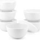 KX-WARE Melamine Bowls with Lids set - 28oz 6inch 100% Melamine Cereal/Soup/Salad Bowls, Set of 6 White | Shatter-Proof and Chip-Resistant Dishwasher Safe, BPA Free