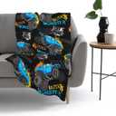 Monster Cartoon Truck Car Throw Blanket Soft Bed Bedding Warm Cozy Plush Flannel Fleece Blankets Gifts for Kids Boys Teens, Sofa Couch Bedroom Home Decor, 50"x40"