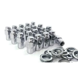 Set of 20 pcs Wheel Lug Nuts M12X1.25,13/16" Hex/Wrench, Total Length 1.68"(42.67mm), Chrome Flat Top Mag 0.75", 2-PC Standard Mag Shank Closed End Chrome Lug Nuts Set with Washer