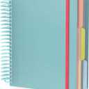 EUSOAR 3 Subject Spiral Notebook, 1 Pack A5 7.3" x 8.1" College Ruled Notebook with Pockets, Hardcover Women Notebook 240 Pages Thick Paper with Dividers for Work Office School Supplie-Light Blue