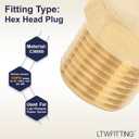 LTWFITTING Brass Pipe Hex Head Plug Fittings 3/8-Inch Male NPT Air Fuel Water Boat(Pack of 10)