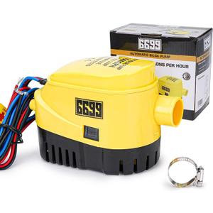 Automatic Boat Bilge Water Pump 12v 1500GPH Auto with Float Switch Submersible Boat Bilge Pump for Boat Yacht Recreational Vehicle BGP 1500