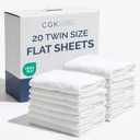 Twin Size Flat Sheets - Pack of 20 Top Flat Bed Sheets Only - Soft, Comfy, Breathable & Cooling - Hotel Quality, Fade & Wrinkle Free - Easy-Care, Stain & Shrink Resistant Bedding - Oeko-Tex - White