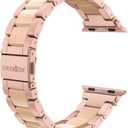 Wearlizer Compatible with Apple Watch Bands 38/40/41/42mm Womens Wristband for iWatch SE Strap Stainless Steel Gold Resin Stylish Metal Replacement for iWatch Series 11 10 9 8 7 6 5 4 3 SE/Ultra 3 2 1