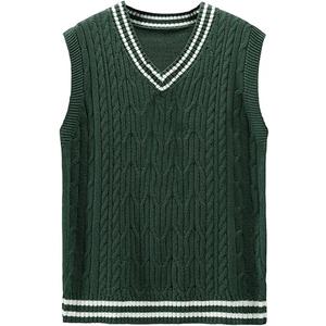 GORGLITTER Men's Sweater Vest Striped Cable Knit Sleeveless V Neck Pullover Sweater Tops, Size: S