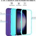 Qinmay Phone Case for Samsung Galaxy A35 5G Case with HD Screen Protector, Heavy Duty Shockproof & Dropproof 3-Layer Cover Phone Case for Galaxy A35 (BeltClip_Purple)