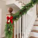 2Pcs 9FT Christmas Norfolk Pine Garland, Realistic Artificial Pine Garland, Real Touch Faux Greenery Christmas Garland for Table, Mantle, Winter Holiday Christmas Decorations Indoor Outdoor