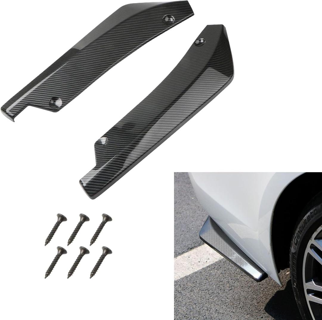 Jsorum 2Pcs Rear Bumper Diffuser Spoilers for Cars, Rear Bumper Canard Diffuser Splitter Protector, Universal Rear Bumper Lip Splitter Diffuser Spoiler Kit Exterior Decorations for Car (Carbon Fibre)