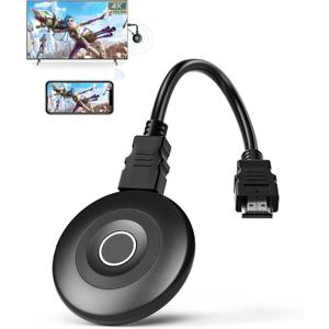 Wireless Display Adapter True 4K, 2.4G/5G WiFi HDMI Dongle, No Delay Screen Mirroring Video Audio Receiver for Phone Pad Cellphone Tablet Laptop PC iOS Android Windows MacOS to HDTV Monitor Projector (Black)
