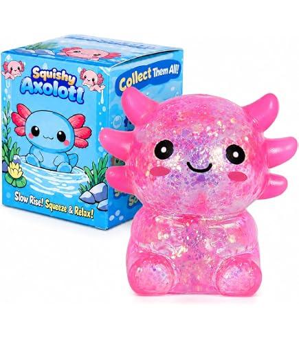 Axolotl Squishy Stress Ball, Cute Soft Slow Rising Squishy Toy, Calming Fidget Squeeze Toy Sensory Toy for Stress Relief Kids Adults