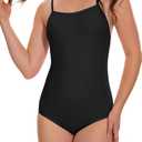 Beautikini Period Swimwear - One Piece Period Bathing Suit Menstrual Leakproof Swimsuit for Teens Girls and Women Black, Small