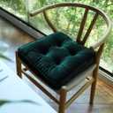 vctops Soft Velvet Chair Pads with Ties Comfy Solid Seat Cushion for Dining Chairs, Office Chairs, Hardwood Floors (Mo Green, 16"x16")
