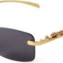 JUDOO Retro Rimless Rectangle Sunglasses for Men Women Trendy Frameless Tinted Lens Eyewear