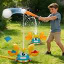 Water Sprinkler for Kids, 3-in-1 Crab Outdoor Toy with Toss Game, Batting Game & Splashing Fun, Attaches to Garden Hose, Summer Backyard Lawn Toy for Boys & Girls Ages 3-8 (Blue Crab)