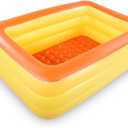 HIWENA Inflatable Family Swim Play Center Pool, 83" x 57" x 26" Giant Swimming Pool Summer Water Fun with Inflatable Soft Floor (83" Orange)