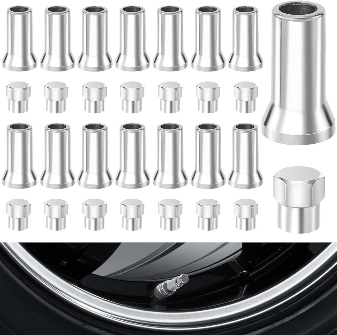 15 Sets Valve Stem Caps, Car Truck Chrome Plated Tire Valve Cover Leakproof Wheel Valve Covers Universal Vehicle Accessories Compatible TR414AC