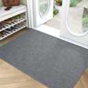 LUMI Large Indoor Door Mat, Ultra Thin Door Mat Indoor Non Slip Rubber Backing, Easy Clean Low Profile Door Mats for Inside House, Patio, Gray 36"x59"