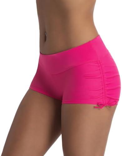 Micosuza Classical Women's Swim Boardshorts Beach Bikini Bottoms with Adjustable Ties 7 Color Small