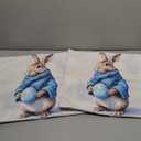 Doobicy Easter Bunny Pillow Covers, Set of 2, 18x18, Easter Egg Watercolor Rabbit Double Sided Print Cushion Covers Spring Indoor Outdoor Bedroom Sofa Decor Cute Farmhouse Easter Gift