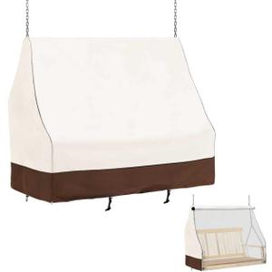 Outdoor Swing Covers Waterproof,56.5Inch - Porch Swing Cover,Heavy Duty 600D Oxford,All-Weather Hanging Patio Swing Cover,Fits Most Outdoor Patio Swings (No Disassembly Needed.Beige)