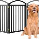SNUOWU 3 Panels Full Metal Freestanding Dog Gates, 72" Extra Wide 32" Tall Free Standing Dog Pet Gate for Indoor & Outdoor. Foldable Pet Fences for Doorways, House, Stairs, Porch, Deck, Yard