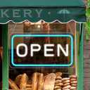 Open Signs for Business, 23"x 12" Neon Open Sign, Bright COB Chip LED Open Sign with ON/OFF Switch & USB Plug, Ice Blue & White Open Light Up Sign for Wall, Shop, Hotel, Horizontal