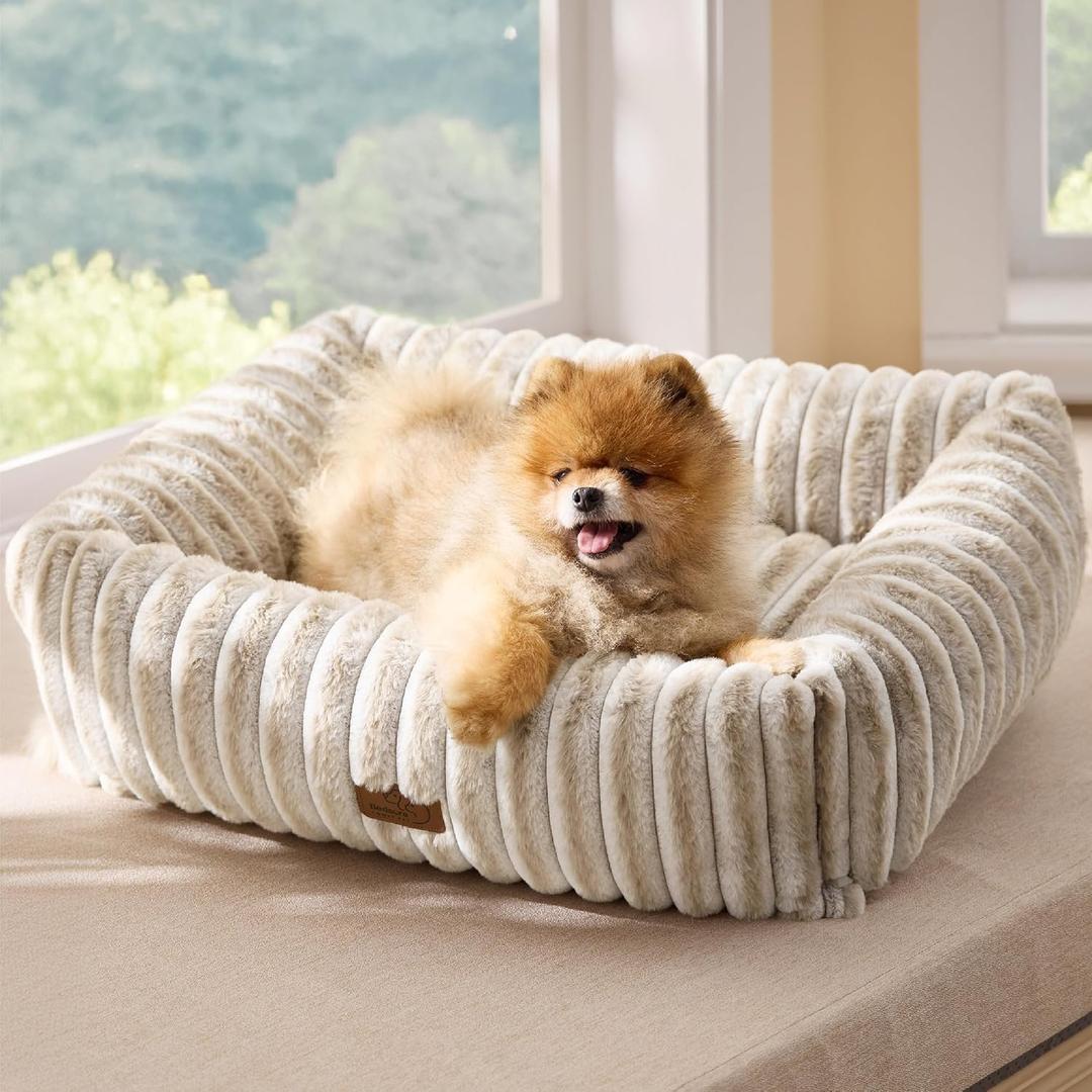Bedsure ComfyFleece® Dog Bed for Small Medium Dogs Washable,25in Amphora