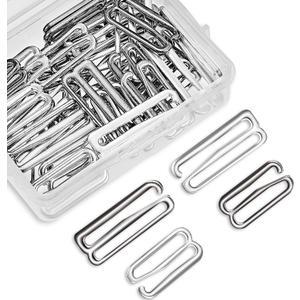 Boao 40 Pieces Bra Hooks Replacement Bulk Metal Swimsuit Bra Hooks Bikini Clasp Bathing Suit Clips Strap Adjustment Slider Rings for Swimsuit Lingerie Bikini, 2 Sizes(18 mm, 25 mm,Black, Silver)