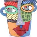 Unique Face Abstract Art Sculpture, Home Colorful Decor Statue for Modern Eclectic, TV Stand Accent, Coffee Table, Shelf, Entrance Table, Office Decor, Funky Quirky Art Decor Gift (Colorful)