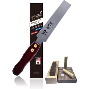 Temple Tool Co. Japanese Flush Cut Saw - 6 Inch Double Edge Pull Saw for Flush Cutting Dowels, Pegs, Wedges - Hardwood Softwood