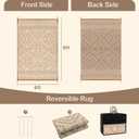 Wonnitar Outdoor Rug 6x9, Waterproof Patios Rug Reversible Plastic Straw Rug, Large Outside Area Rug, Portable Indoor Outdoor Carpet for Picnic Balcony Backyard Porch Deck (Beige & Brown,6'x9')