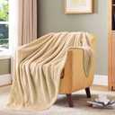 TOONOW Fleece Blanket Textured Fuzzy Plush Throw Blanket Twin Size 60" x 80", Super Soft Fluffy Bed Blanket Geometric Pattern Comfy Microfiber Flannel Blankets for Couch, Bed, Sofa, Apricot