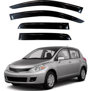KPY Window Visor Compatible with Nissan Versa Sedan 2007-2011, Nissan Versa Hatchback 2007-2012, 4PC Rain Guard Side Window Vent Deflectors Tape-On Style, 2007 2008 2009 2010 2011 2012
