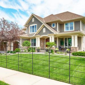 INJOPEXI Decorative Garden Fence 12 Panels 26ft(L)36in(H) Metal Garden Fences with 11 Panels + 1 Gate, Animal Barrier Rabbit Fence Rustproof Wire Temporary Dog Fencing Outdoor for Backyard Lawn