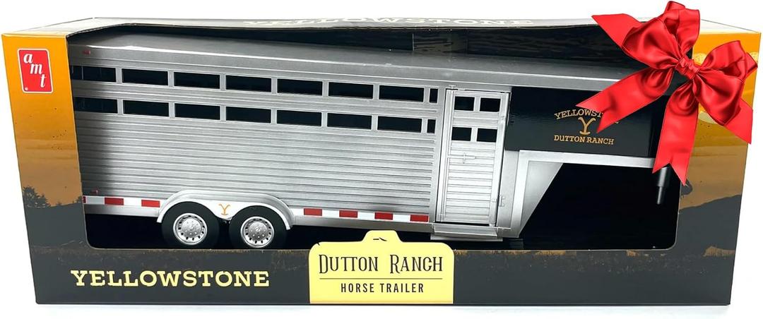 AMT Adult Collectibles - Yellowstone Dutton Ranch Trailer with Gooseneck Trailer Hitch for Farm Toys - Collectibles - Working Rear and Side Doors 1:20 Scale