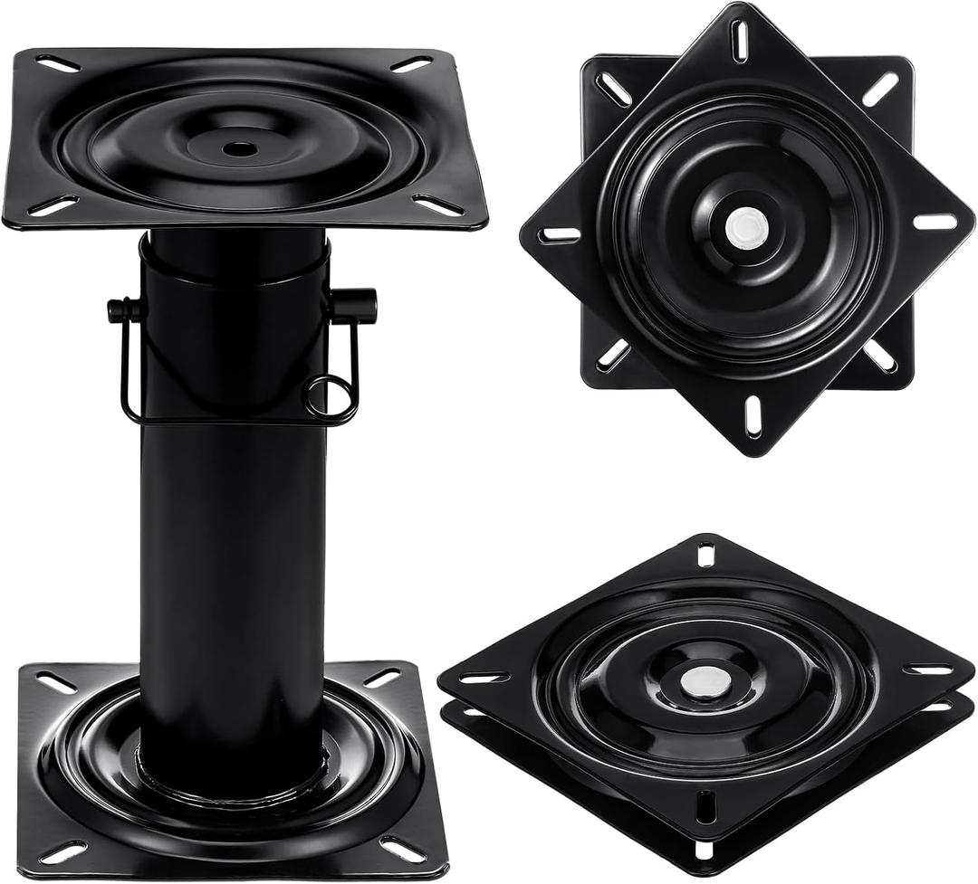 VioraWhite 7 Inch Boat Seat Swivel Base Adjustable Boat Seat Pedestal 11.34-17.24 Inches 360-degree Replacement Square Swivel Plate Mechanism for Recliner Chair Furniture Bar Stool Fishing Enthusiasts