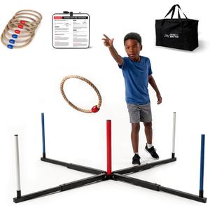 Giant Ring Toss Game for Adults & Kids - 48" Expandable Base with 10" Steel-Core Rings - Outdoor Backyard Lawn Games for Family Party, Camping & Tailgating - Scoreboard & Bag Included